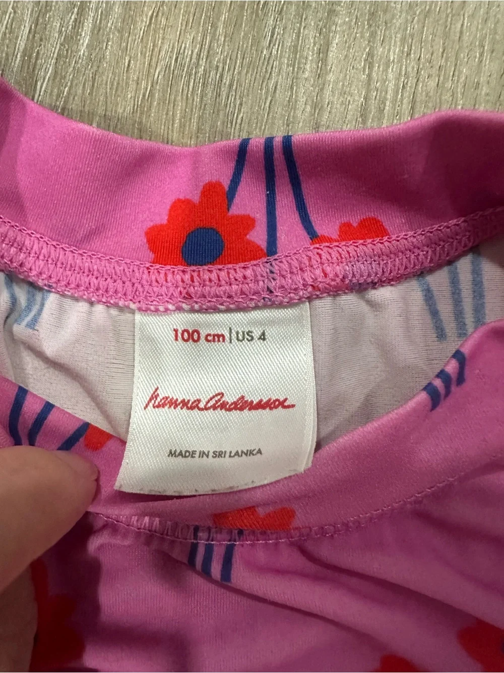 Hanna Andersson Pink Long-Sleeve Swim Rashguard with Red Poppy Floral Print